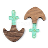 Transparent Resin & Walnut Wood Pendants RESI-S389-061A-B02-2