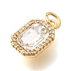Brass Micro Pave Cubic Zirconia and Glass Pendants KK-N289-14G-01-2