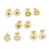 Sun with Evil Eye Real 18K Gold Plated Brass Stud Earrings EJEW-L269-056G-1