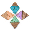 Transparent Resin & Walnut Wood Pendants RESI-S389-012A-B-1