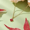 Brass Red Enamel Maple Leaf Pendant Cable Chain Necklaces for Women NJEW-JN05080-2