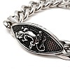 304 Stainless Steel Rhombus with Leopard Link Bracelet with Curb Chains for Men Women BJEW-E009-20P-2