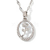 Elegant Brass Clear Cubic Zirconia Rose Oval Pendant Necklaces XA5195-5