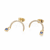 Brass Micro Pave Cubic Zirconia Stud Crawler Earrings EJEW-R010-04A-2