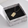 304 Stainless Steel Rectangle Snake Pendant Satellite Chain Necklace for Women NJEW-F332-01G-3