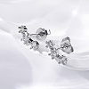 Brass Micro Pave Clear Cubic Zirconia Stud Earrings EJEW-D288-20P-5