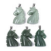 Carved Natural Green Aventurine Pendants G-N0327-002I-1