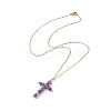 Natural Mixed Gemstone Beaded Cross Pendant Necklace NJEW-JN04236-3