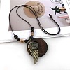 Bohemian Wood Donut Alloy Pendant Long Necklaces for Women FS-WGBD296-05-1