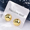 Half Round 304 Stainless Steel Stud Earrings EJEW-A125-80E-G-3