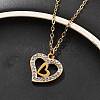 304 Stainless Steel Crystal Rhinestone Heart Pendant Cable Chain Necklaces for Women NJEW-Z056-01C-G-2