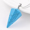 Cone Pendulum Platinum Tone Brass Natural & Synthetic Mixed Stone Pendants G-F267-05-2