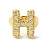 Letter Brass Micro Pave Clear Cubic Zirconia Open Cuff Ring for Women RJEW-N046-03H-G-2