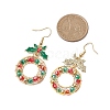 Christmas Wreath Electroplated Glass Bead Dangle Earrings EJEW-TA00509-3