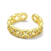 Brass with Cubic Zirconia Open Cuff Ring RJEW-B051-29G-2