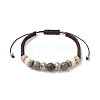 Round Lava Rock & Wood Braided Beads Bracelets BJEW-JB10991-1