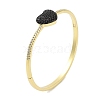 Rack Plating Brass Micro Pave Cubic Zirconia Heart Hinged Bangles for Women BJEW-R317-01D-G-1