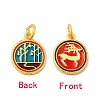 Rack Plating Alloy Enamel Pendants with Jump Ring ENAM-M048-28MG-1