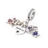 Rack Plating Alloy Rhinestone European Dangle Charms PALLOY-S189-42P-2