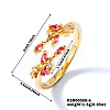 Exquisite Brass Cubic Zirconia Willow Leaf Cuff Rings for Women UN6923-6-1