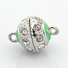Platinum Plated Round Alloy Enamel Magnetic Clasps with Loops ENAM-P107-M-2