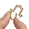 Brass Micro Pave Cubic Zirconia Spring Gate Rings ZIRC-S066-037A-NF-3