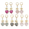 Natural Mixed Gemstone Heart & Bowknot Drop Earrings EJEW-JE05388-1