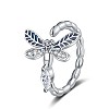 Dragonfly Brass Micro Pave Clear Cubic Zirconia Cuff Rings for Women RJEW-M016-02P-1