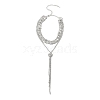 Brass Full Rhinestone Flat Round Tassel Y Necklaces for Women NJEW-M104-01S-02-2