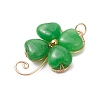 Dyed Natural Malaysia Jade Copper Wire Wrapped Shamrock Pendants PALLOY-JF02972-02-3