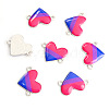 Alloy Cerise Enamel Rainbow Heart Link Connector Charms PW-WGC7357-04-1