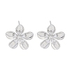 Brass Pave Clear Cubic Zirconia Stud Earring Findings KK-F875-05P-1