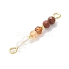 Faceted Round Natural Mixed Gemstone Beaded Connector Charms PALLOY-JF03530-4