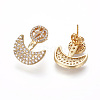 Brass Micro Pave Cubic Zirconia Dangle Stud Earrings EJEW-F209-11M-2