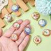 12Pcs 6 Styles Handmade Printed Porcelain Pendants PALLOY-SW00123-3