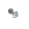 304 Stainless Steel Clear Cubic Zirconia Threadless Labrets For Women Men WGF4990-01-1