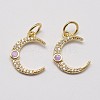 Brass Cubic Zirconia Charms ZIRC-P036-20-G02-RS-3