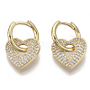 Brass Micro Pave Clear Cubic Zirconia Dangle Huggie Hoop Earrings EJEW-R115-001-NF-1