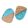 Transparent Resin & Walnut Wood Pendants RESI-S389-042A-B03-2