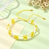 Woven Glass Flower Adjustable Braided Bead Bracelets for Women BJEW-MZ00100-01-2