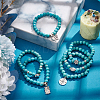 ANATTASOUL 6Pcs 6 Style Synthetic Turquoise Round Beaded Stretch Bracelets Set BJEW-AN0001-20-7