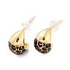 Brass Enamel Stud Earrings EJEW-P301-12G-4