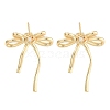 Bowknot Brass Pave Clear Cubic Zirconia Stud Earrings for Women EJEW-S216-02C-G-1