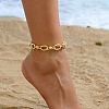 Brass Geometric Foot Chain Fashionable Oval Women's Anklets Unique Foot Jewelry QB4814-1-1