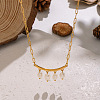 Natural Freshwater Pearl Rice Tassel 304 Stainless Steel Paperclip Chain Necklace for Women AR2544-2