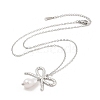 304 Stainless Steel & Plastic Pearl Bowknot Pendant Cable Chain Necklaces NJEW-H044-09P-2