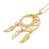 Woven Net/Web with Feather 304 Stainless Steel Boho Pendant Necklaces for Women NJEW-G087-09G-2