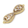 Rack Plating Brass Clear Cubic Zirconia Infinity Connector Charms KK-A234-036G-01-2