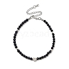 2Pcs Natural Garnet & Synthetic Blue Goldstone Round Beaded Bracelets for Men Women BJEW-JB12336-3