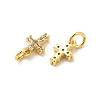 Cross Shape Rack Plating Brass Micro Pave Cubic Zirconia Pendants Charms KK-S396-07C-2